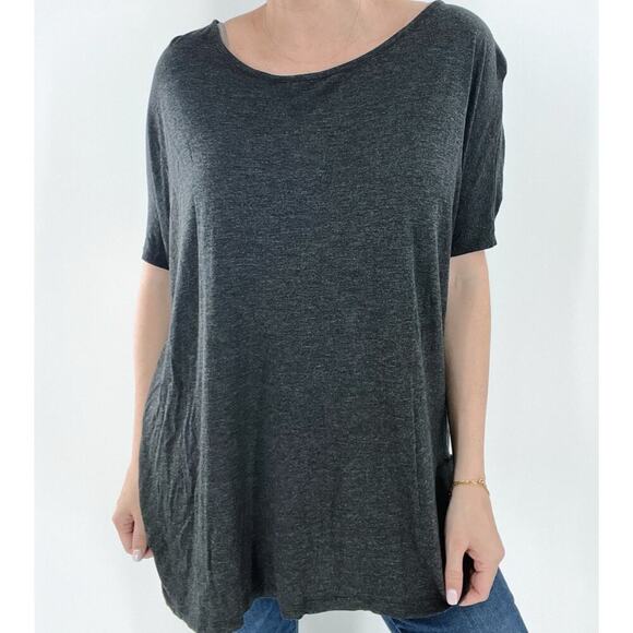 Vince Heathered Gray Relaxed Short Sleeve Tunic Tee Size XS - Picture 2 of 4